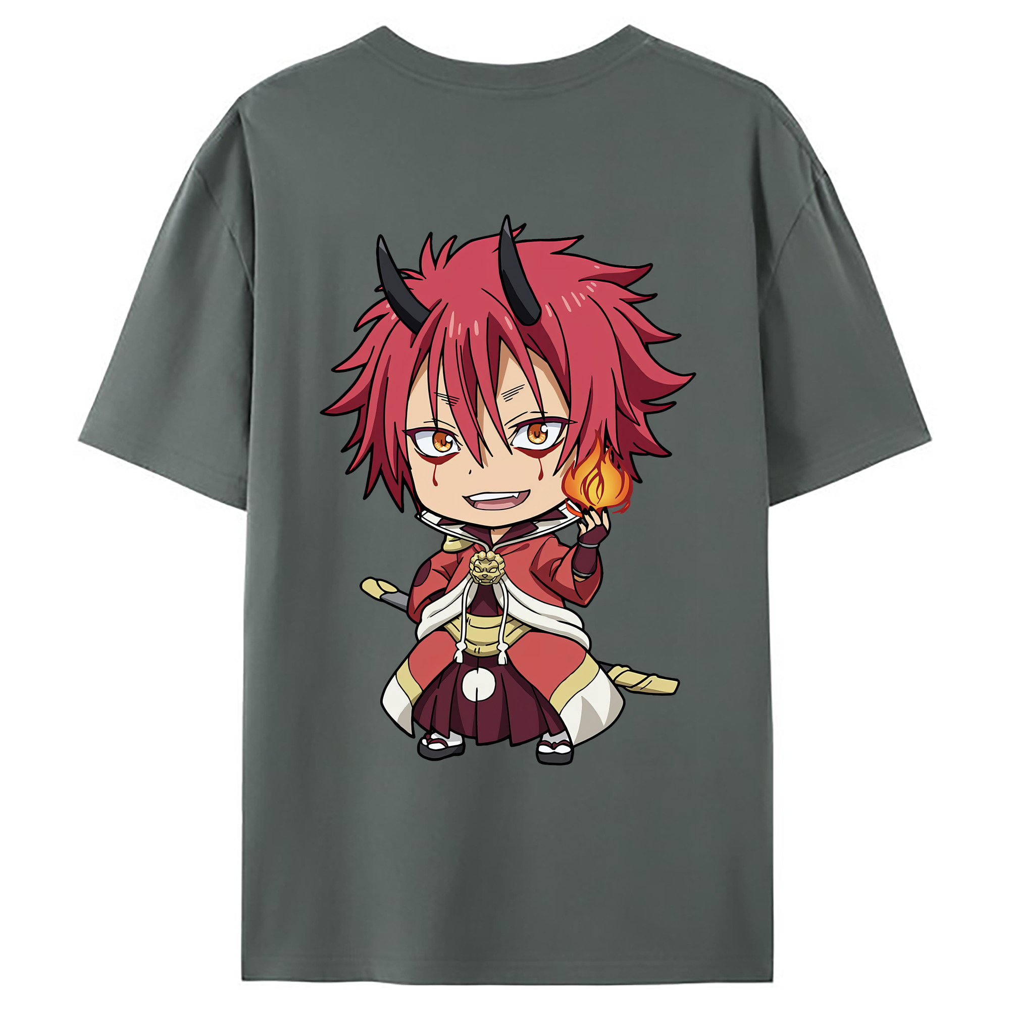 （画像用） 転スラ Regarding Reincarnated to Slime 綿100％ メンズ半袖Tシャツ（バックプリント） 通気性